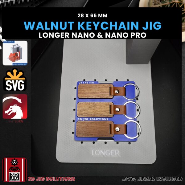 Longer Nano Pro Laser Jig for Walnut Keychains - Rectangle Wood Keychain Template - Image 2