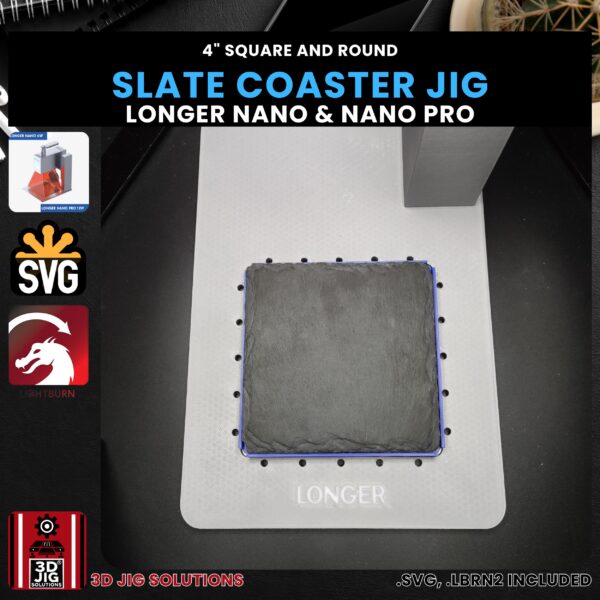 Longer Nano Pro Laser Jig for Slate Coasters - 4-Inch Round & Square Template - Image 3