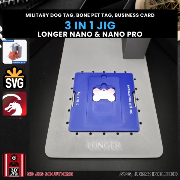 Longer Nano Pro 3-in-1 Laser Jig - Metal Business Card, Military Tag & Bone Pet Tag - Image 2