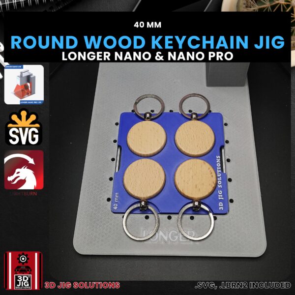Longer Nano Pro Laser Jig for Wood Keychains - Round Bamboo Keyring Template - Image 2