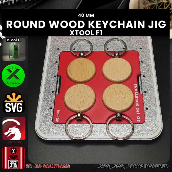 xTool F1 Laser Jig for Round Wood Keychains - Bamboo Keyring Template - Image 3