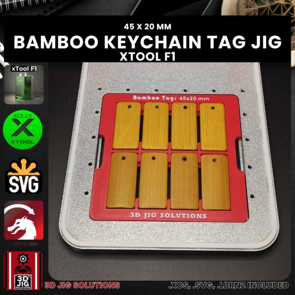 xTool F1 Laser Jig for Bamboo Keychain Tags - Wood Name Plates & Bamboo Snacks Template - Image 3