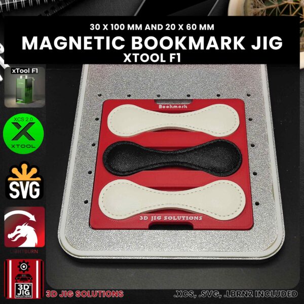 xTool F1 Laser Jig for Leather Bookmarks - Magnetic Bookmarks & Cufflinks Template - Image 3