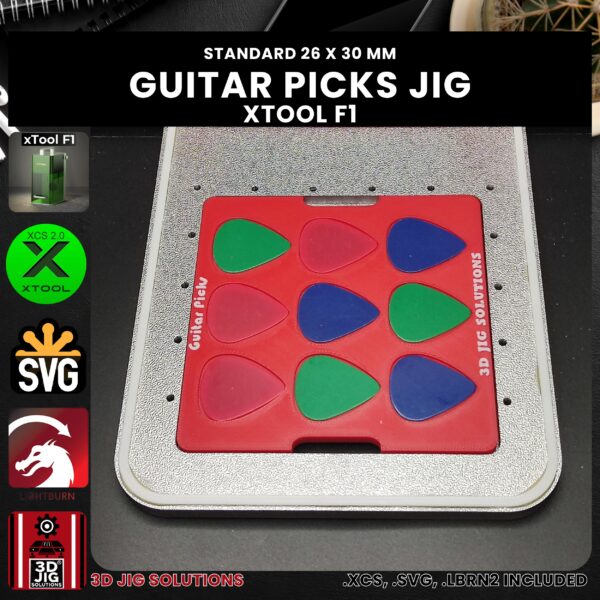 xTool F1 Laser Jig for Guitar Picks - Fits Standard & Classic Shapes - Image 3