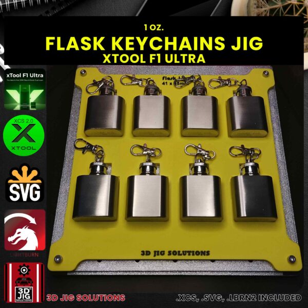 xTool F1 Ultra Laser Jig for Flask Keychains - 1 oz. Flask Template - Image 3