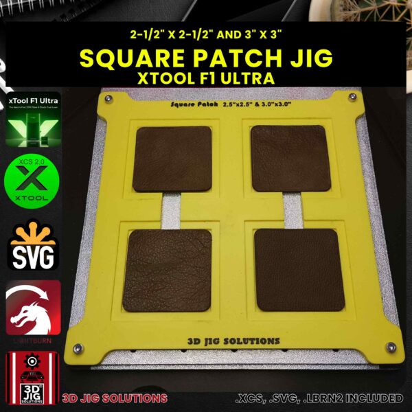 xTool F1 Ultra Laser Jig for Square Leather Hat Patches - Laserable Leatherette Template - Image 3