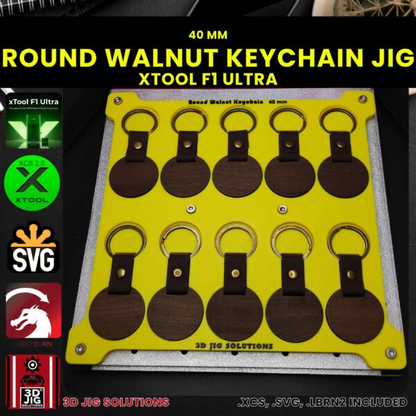 xTool F1 Ultra Laser Jig for Round Walnut Keychains - Wood Keyrings Template - Image 3