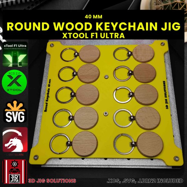 xTool F1 Ultra Laser Jig for Wood Keychains - Round Bamboo Keyring Template - Image 2