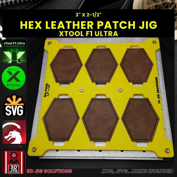 xTool F1 Ultra Laser Jig for Hex Leather Hat Patches - Laserable Leatherette Template - Image 3