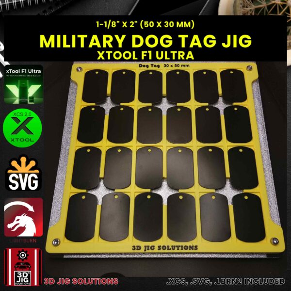 xTool F1 Ultra Laser Jig for Military Dog Tags - Metal Tag Template - Image 2
