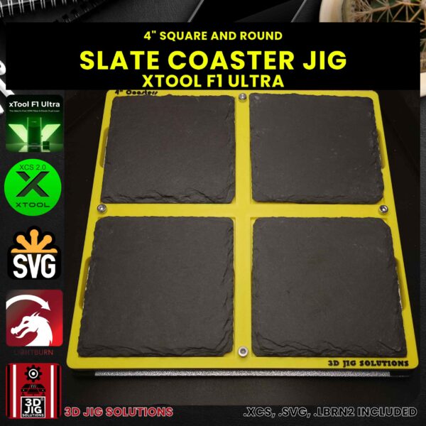 xTool F1 Ultra Slate Coaster Jig | 4-Inch Round & Square Template - Image 4