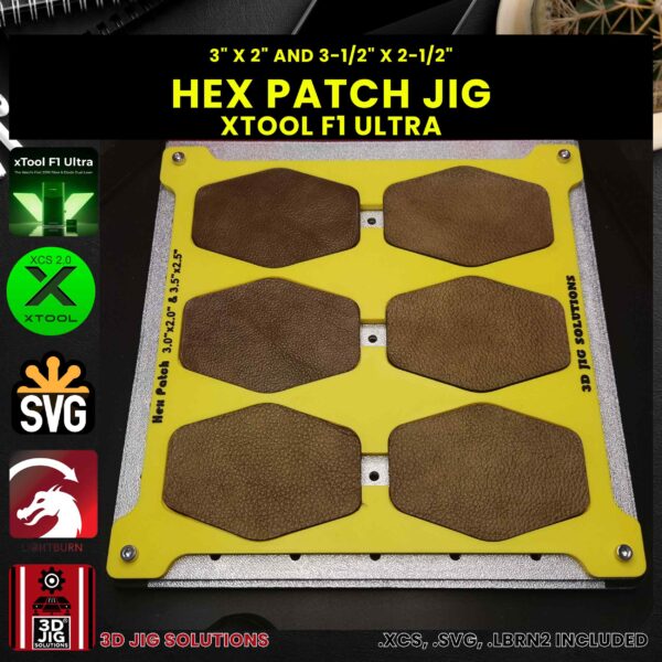 xTool F1 Ultra Laser Jig for Hex Leather Hat Patches - Laserable Leatherette Template - Image 2
