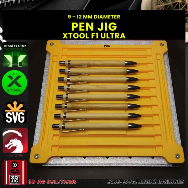 xTool F1 Ultra Pen Jig | Bamboo & 9mm-12mm Diameter Pens Template - Image 3