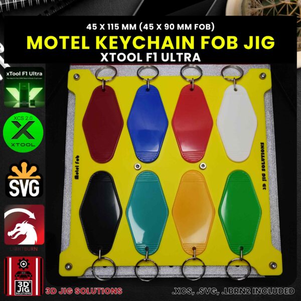 xTool F1 Ultra Laser Jig for Motel Key Fobs - Retro Keychains Template - Image 2