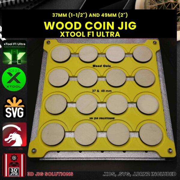 xTool F1 Ultra Laser Jig for Wood Coins - Challenge Coins & Wood Nickels Template - Image 3