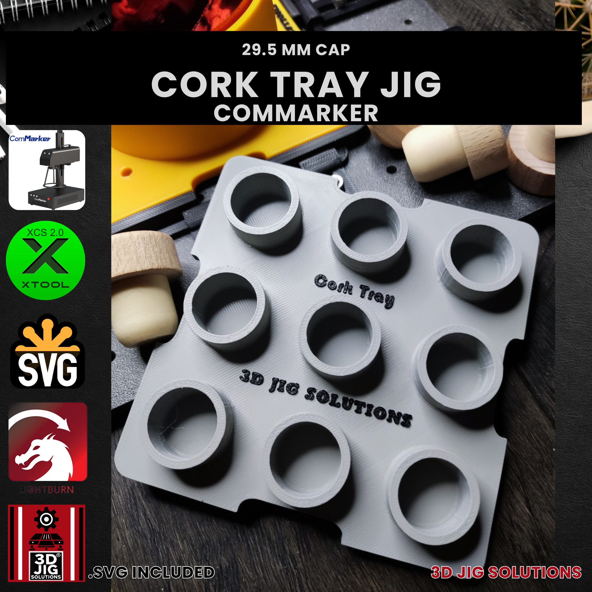 ComMarker Laser Jig for Wine Corks - Wood Cap Bottle Stopper Template - Image 4
