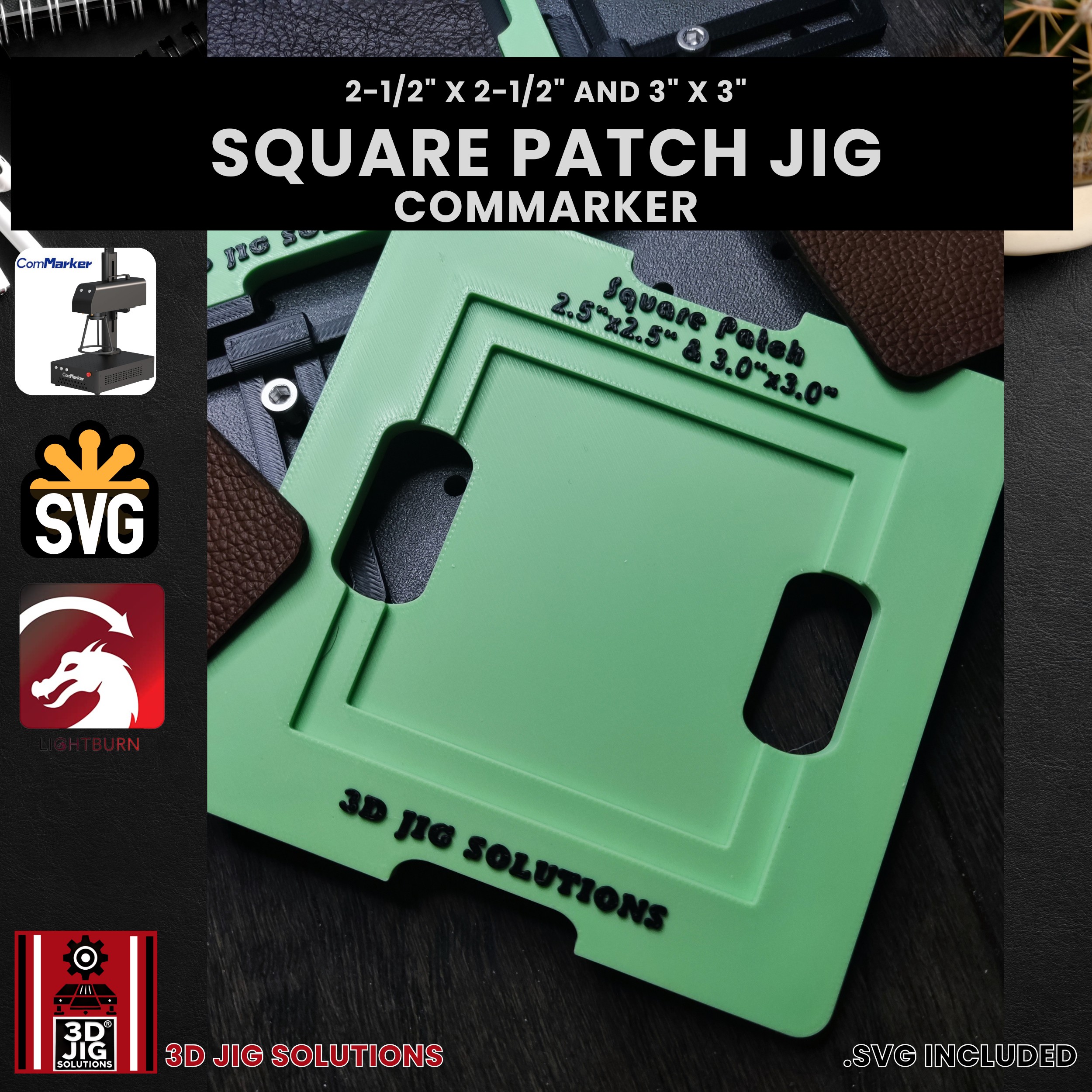 ComMarker Laser Jig for Square Leather Hat Patches - Laserable Leatherette Template - Image 4