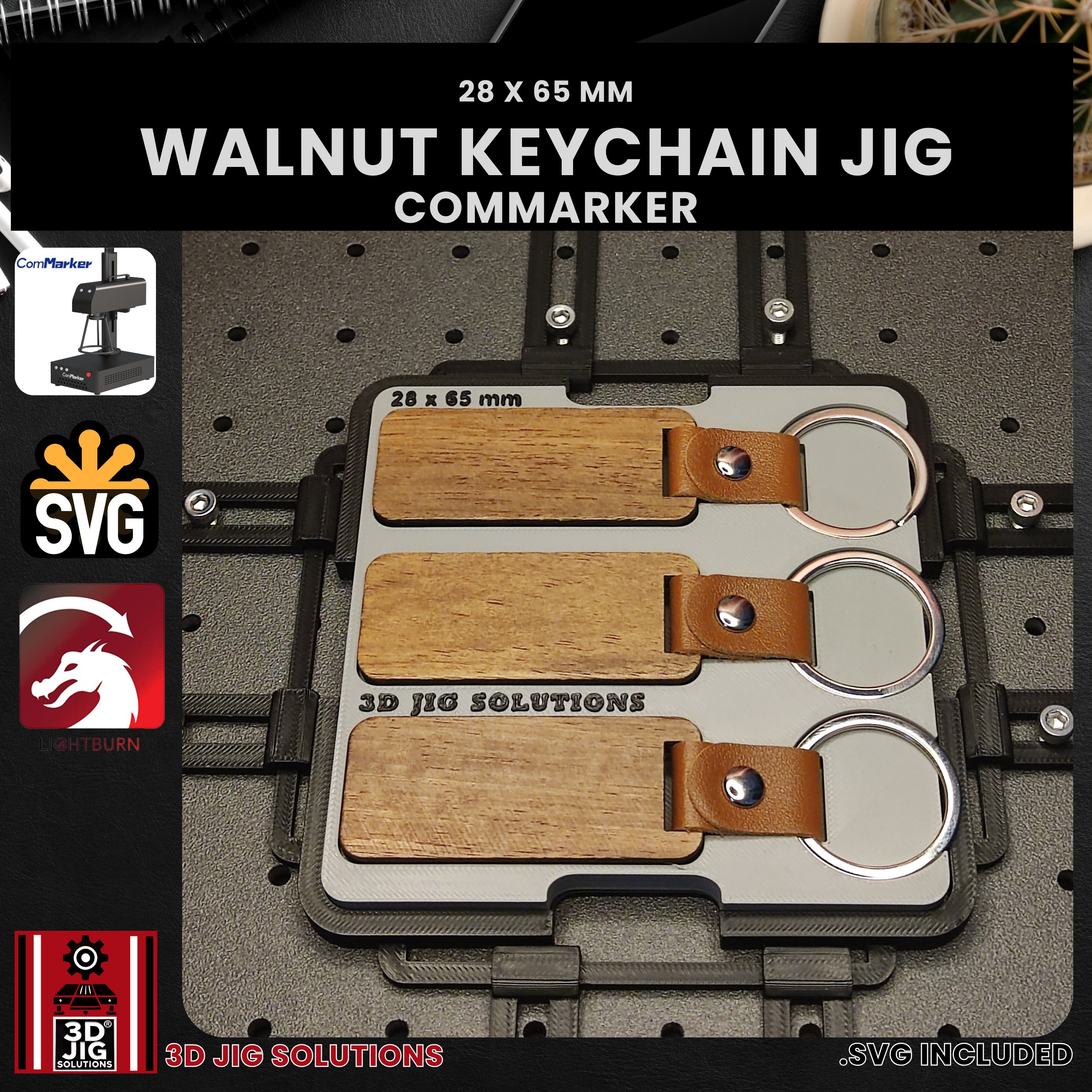 ComMarker Laser Jig for Walnut Keychains - Rectangle Wood Keychain Template - Image 2