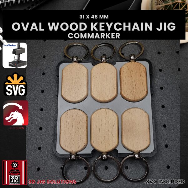 ComMarker Laser Jig for Wood Keychains - Rounded Rectangle Bamboo Keyrings Template - Image 3