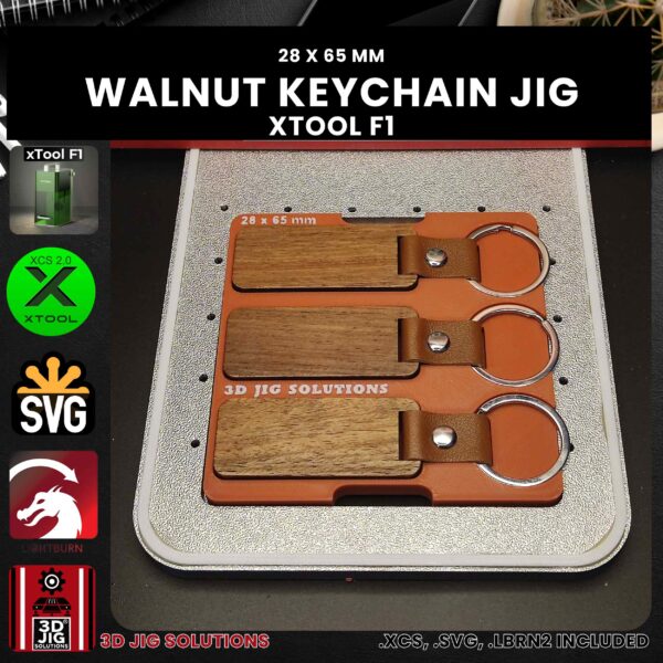 xTool F1 Laser Jig for Walnut Keychains - Rectangle Wood Keyrings - Image 2