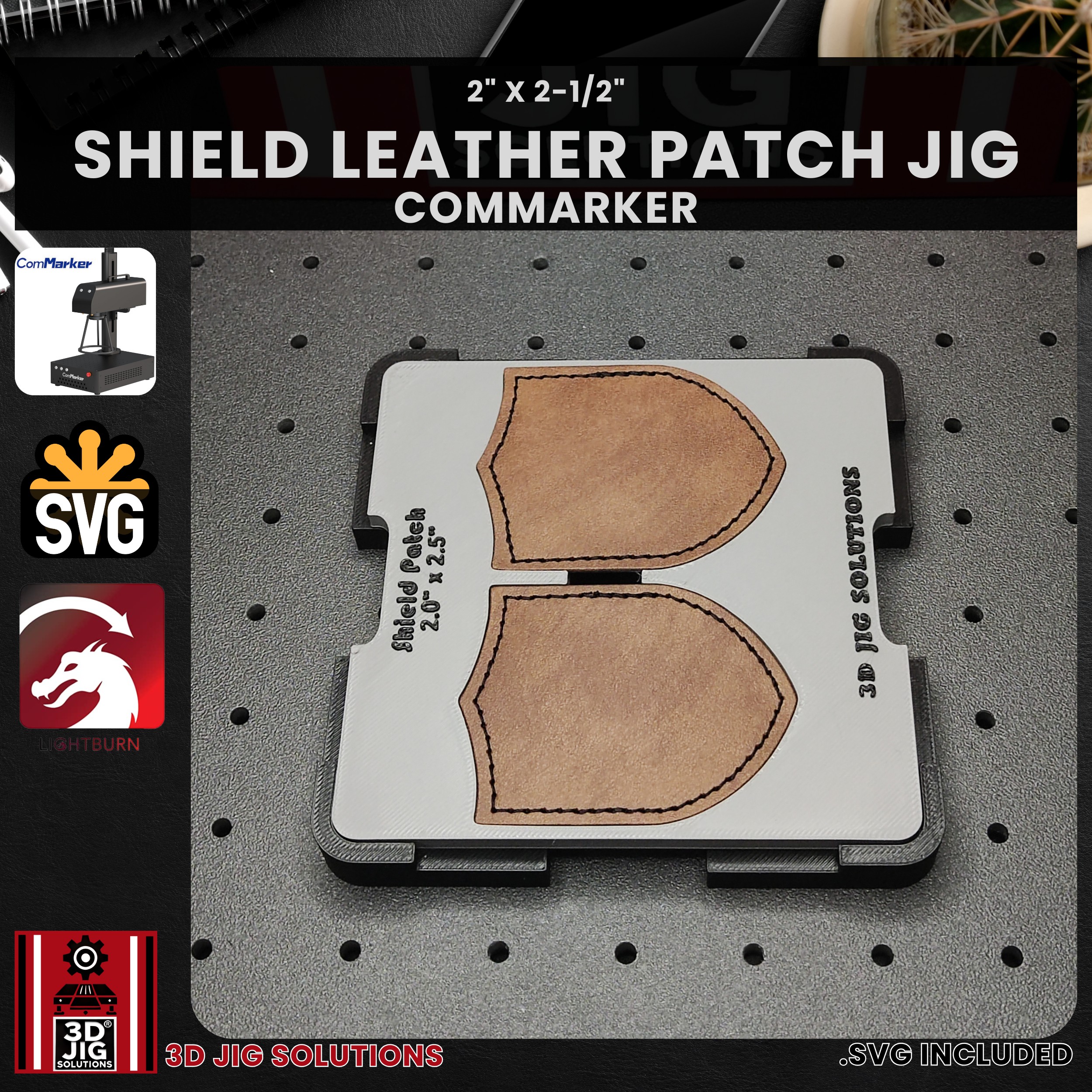 ComMarker Laser Jig for Shield Leather Hat Patches - Laserable Leatherette Template - Image 3
