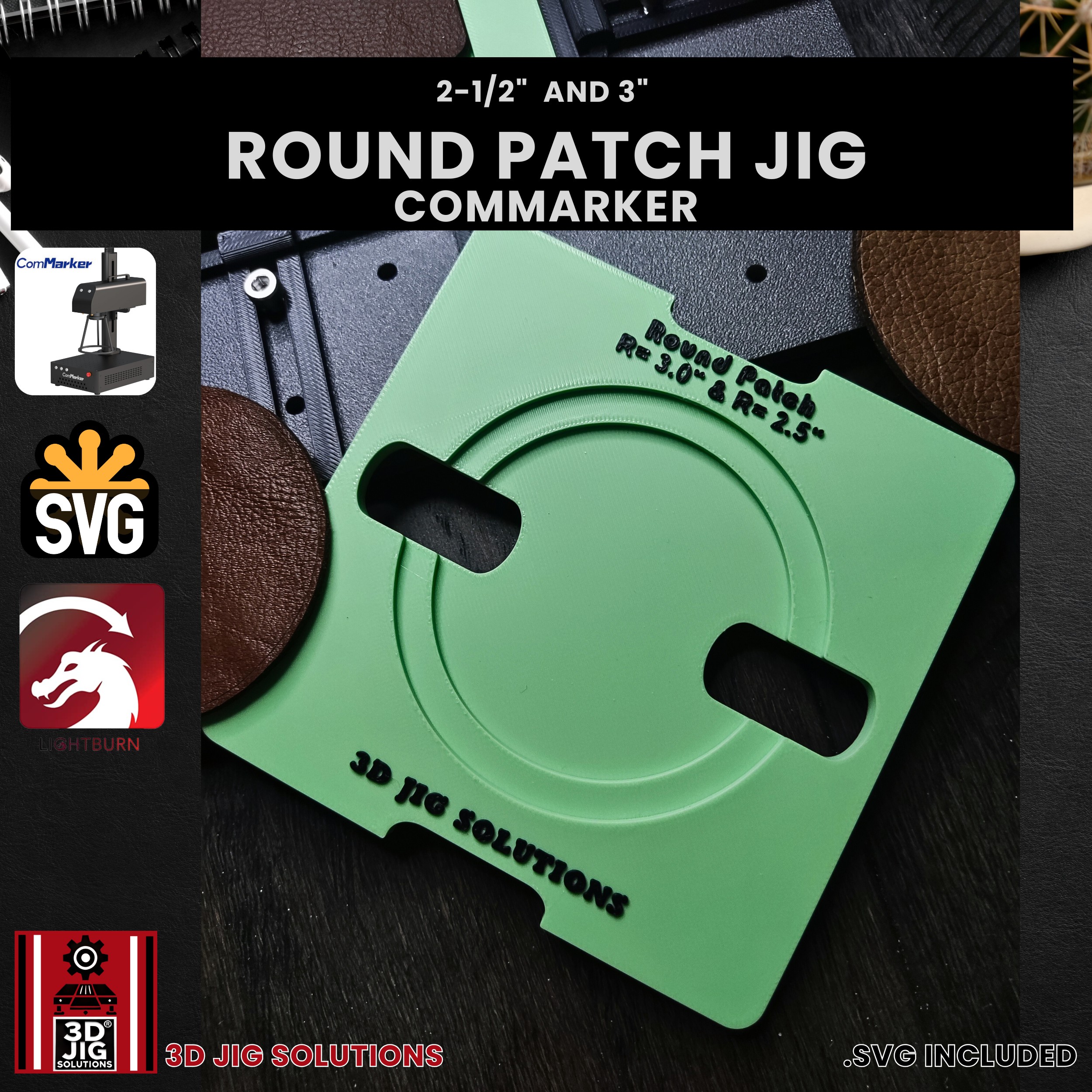 ComMarker Laser Jig for Round Leather Hat Patches - Laserable Leatherette Template - Image 4