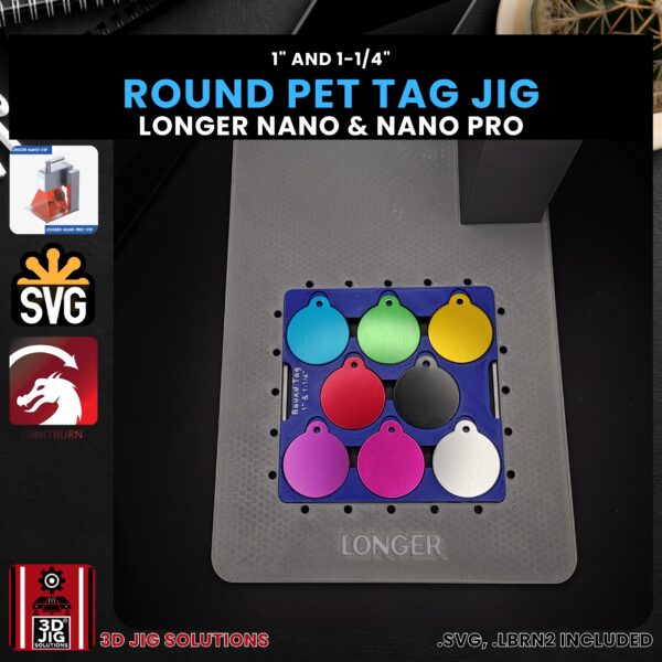 Longer Nano Pro Laser Jig for Round Pet Tags - Metal Pet ID Tag Template - Image 2