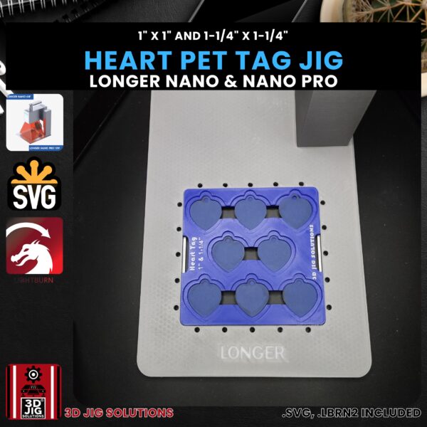 Longer Nano Pro Laser Jig for Heart Pet Tags - Metal Heart Shaped Pet ID Tag Template - Image 3