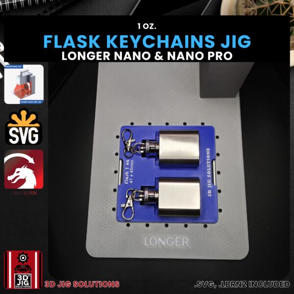 Longer Nano Pro Laser Jig for Flask Keychains - 1 oz. Flask Template - Image 3