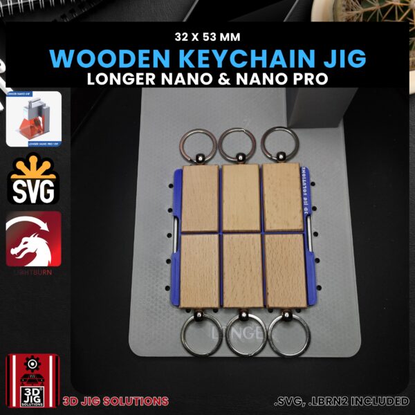 Longer Nano Pro Laser Jig for Wood Keychains - Rectangle Bamboo Keyring Template - Image 3
