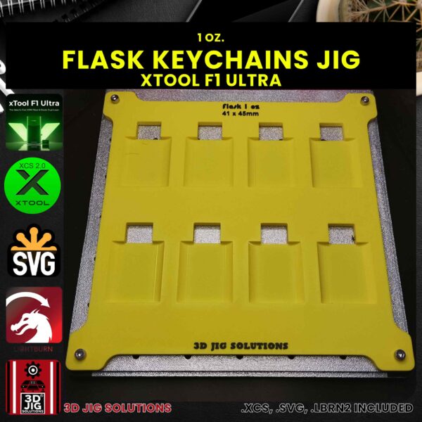 xTool F1 Ultra Laser Jig for Flask Keychains - 1 oz. Flask Template - Image 4