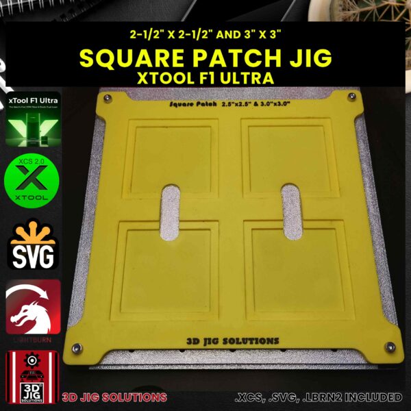 xTool F1 Ultra Laser Jig for Square Leather Hat Patches - Laserable Leatherette Template - Image 4