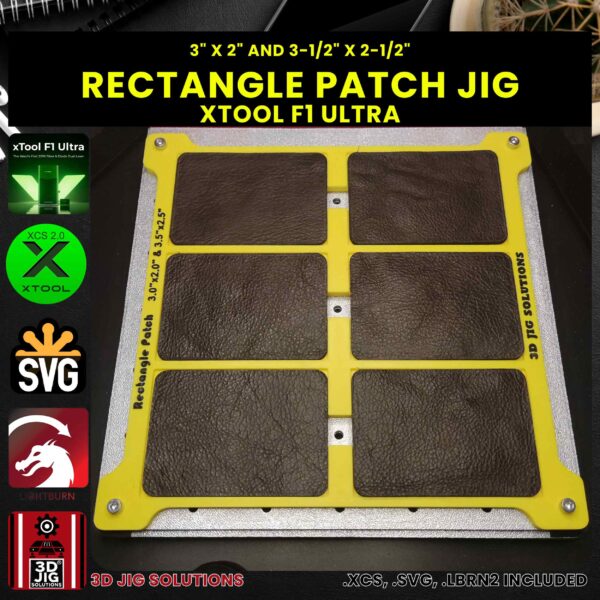 xTool F1 Ultra Rectangle Hat Patch Jig | Leatherette Template - Image 3