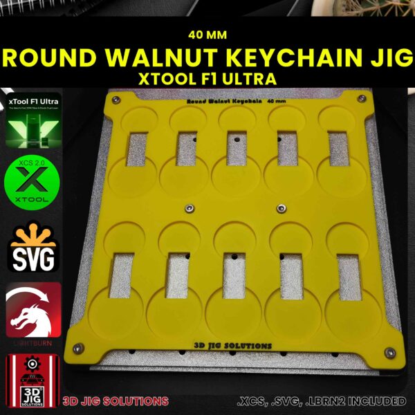 xTool F1 Ultra Laser Jig for Round Walnut Keychains - Wood Keyrings Template - Image 4