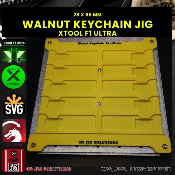 xTool F1 Ultra Laser Jig for Walnut Keychains - Rectangle Wood Keychain Template - Image 4