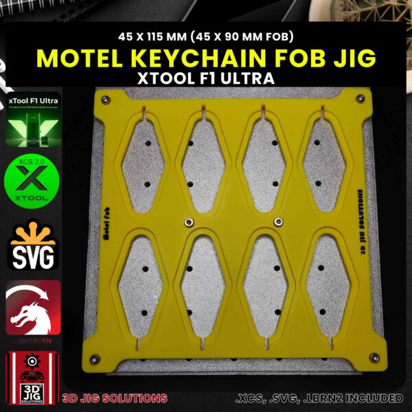 xTool F1 Ultra Laser Jig for Motel Key Fobs - Retro Keychains Template - Image 4