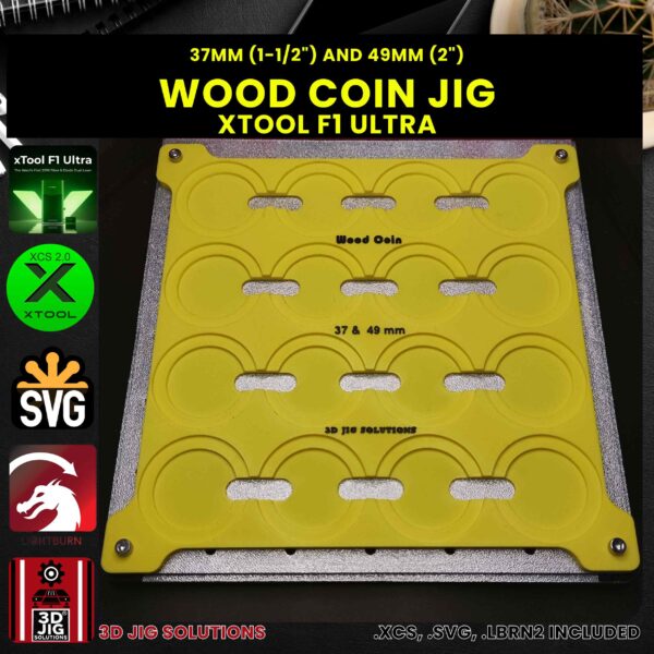xTool F1 Ultra Laser Jig for Wood Coins - Challenge Coins & Wood Nickels Template - Image 4