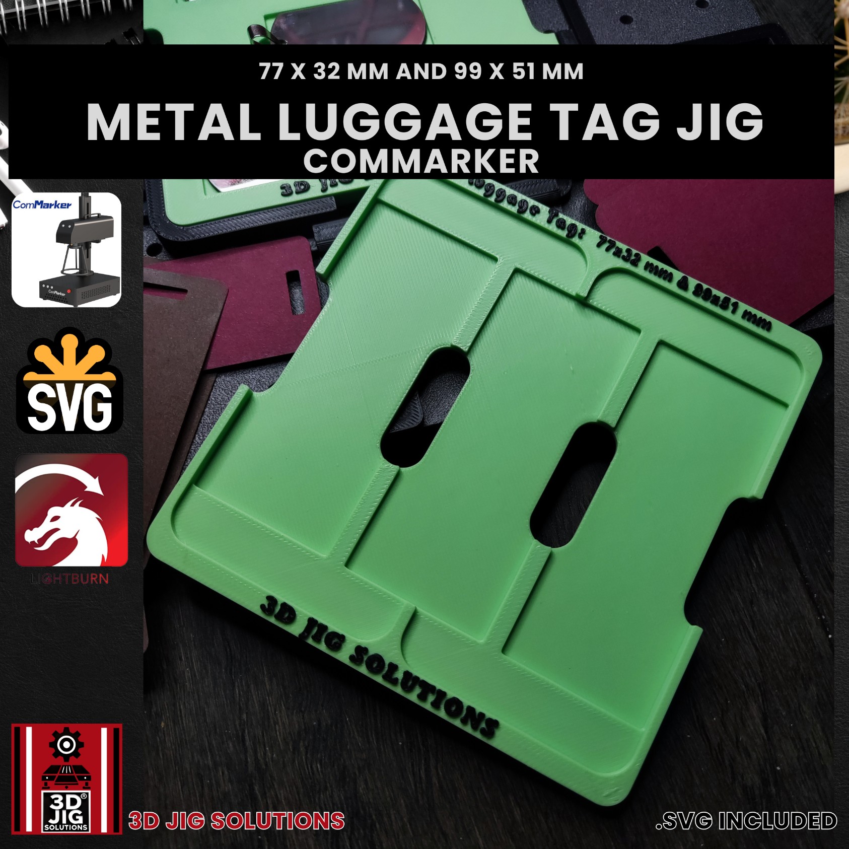 ComMarker Laser Jig for Metal Luggage Tags - Anodized Aluminum Tag Template - Image 4