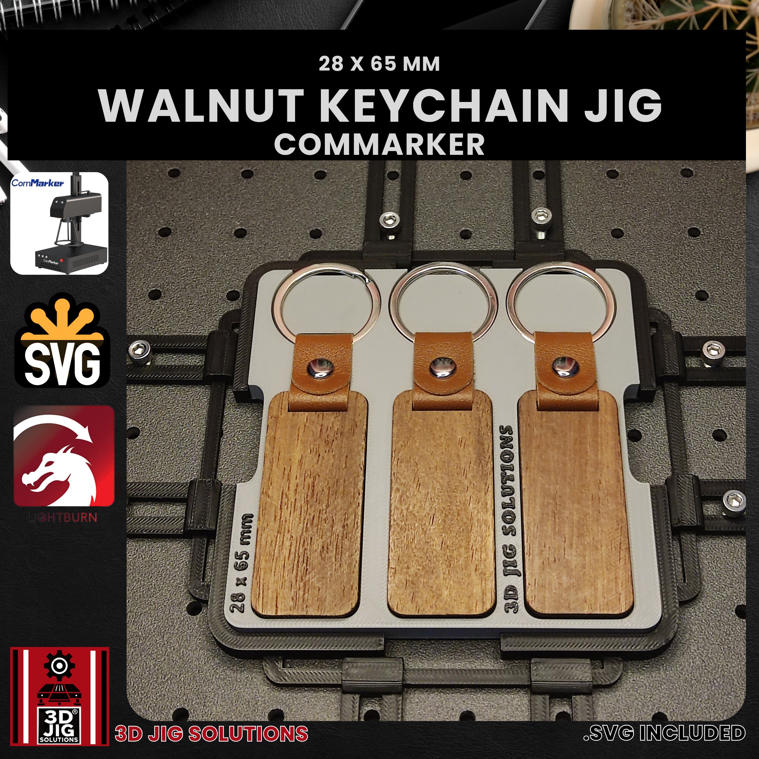 ComMarker Laser Jig for Walnut Keychains - Rectangle Wood Keychain Template - Image 3