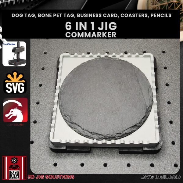 ComMarker 6-in-1 Laser Jig - Pet Tags, Military Tags, Metal Cards, Coasters & Hex Pencils - Image 8