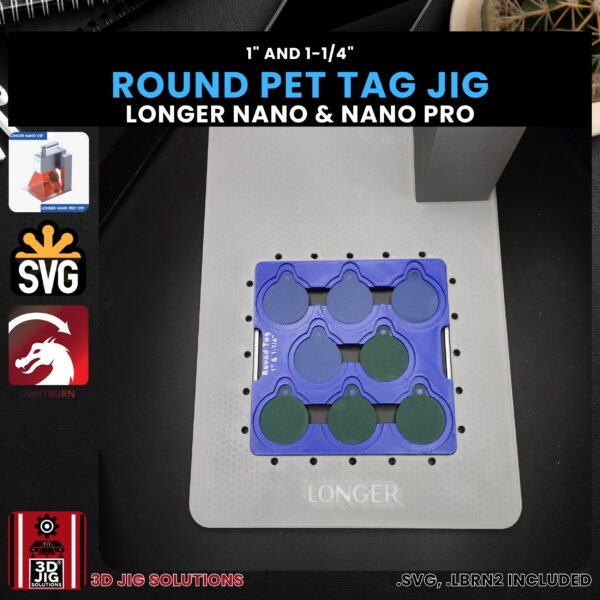 Longer Nano Pro Laser Jig for Round Pet Tags - Metal Pet ID Tag Template - Image 3