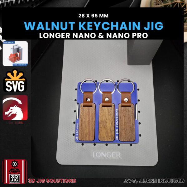 Longer Nano Pro Laser Jig for Walnut Keychains - Rectangle Wood Keychain Template - Image 3