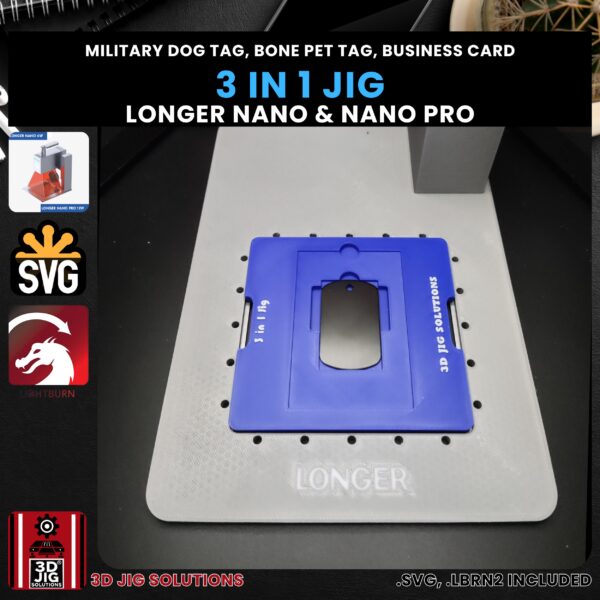 Longer Nano Pro 3-in-1 Laser Jig - Metal Business Card, Military Tag & Bone Pet Tag - Image 3