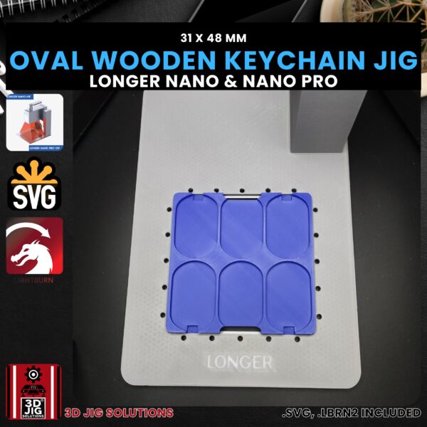 Longer Nano Pro Laser Jig for Wood Keychains - Rounded Rectangle Bamboo Keyring - Image 4