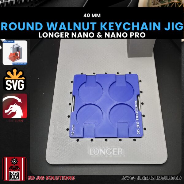 Longer Nano Pro Laser Jig for Round Walnut Keychains - Round Wood Keychain Template - Image 4