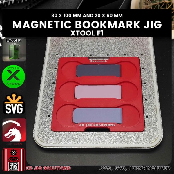 xTool F1 Laser Jig for Leather Bookmarks - Magnetic Bookmarks & Cufflinks Template - Image 4