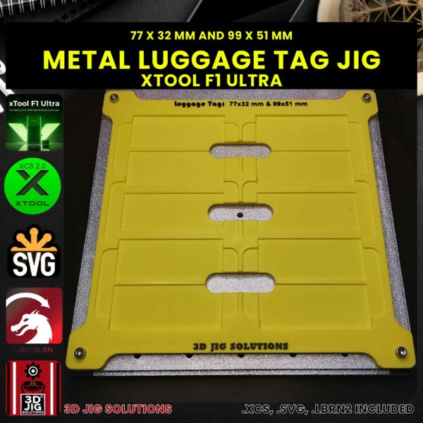 xTool F1 Ultra Laser Jig for Metal Luggage Tags - Anodized Aluminum Tag Template - Image 4