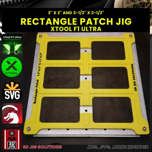 xTool F1 Ultra Rectangle Hat Patch Jig | Leatherette Template - Image 4