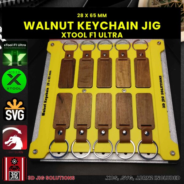 xTool F1 Ultra Laser Jig for Walnut Keychains - Rectangle Wood Keychain Template - Image 3