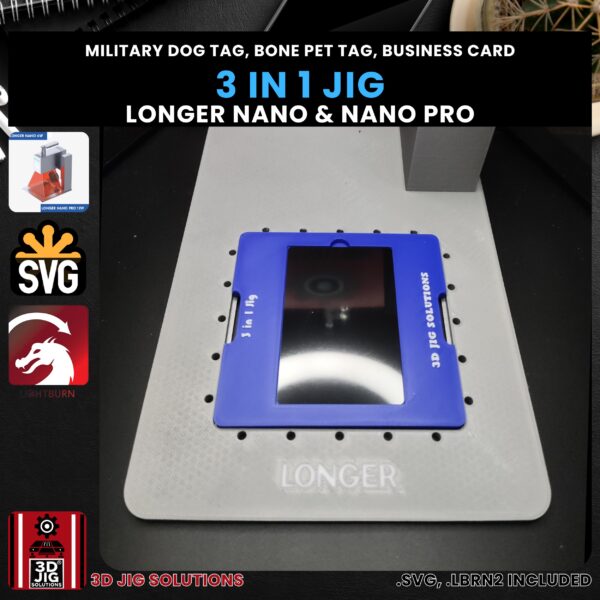 Longer Nano Pro 3-in-1 Laser Jig - Metal Business Card, Military Tag & Bone Pet Tag - Image 4